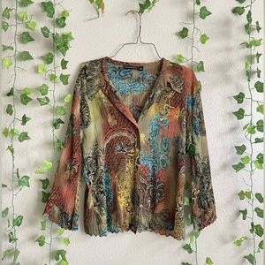 Green/Blue/Brown Blouse